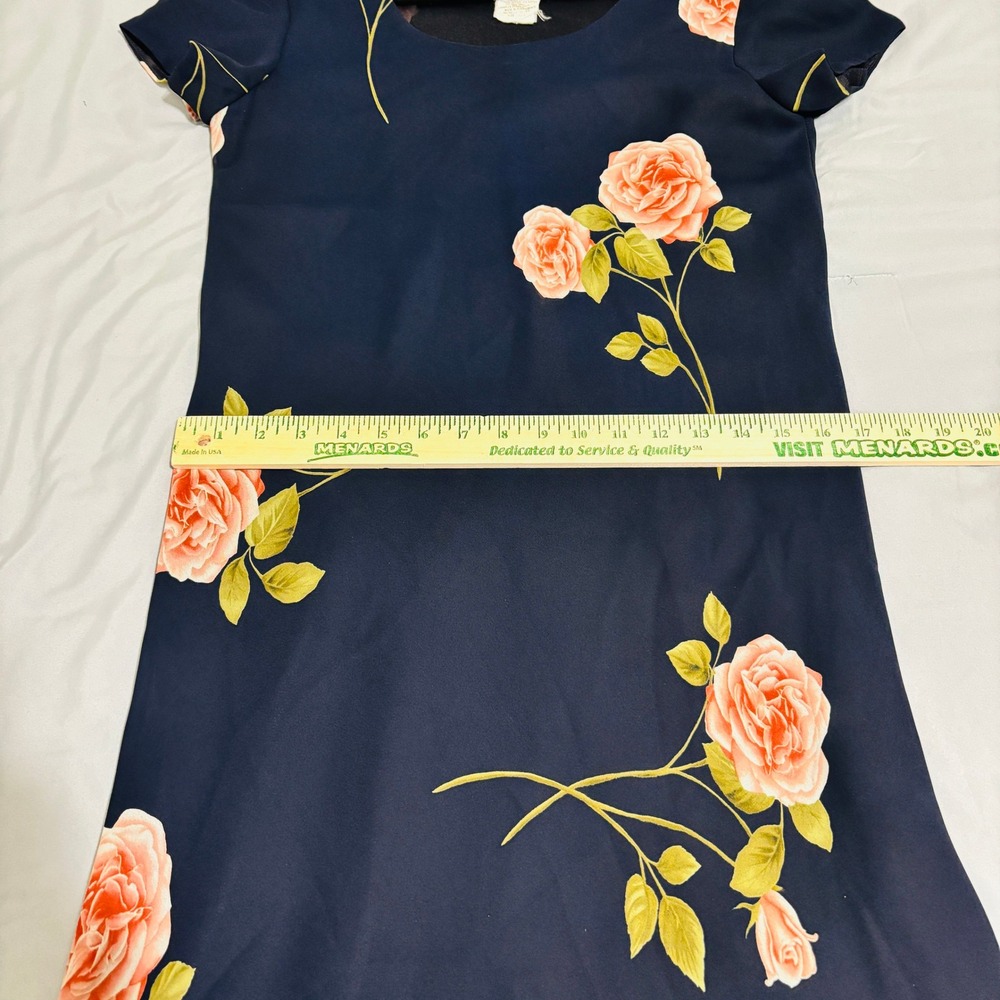 Vintage Jessica Howard Navy Pink Rose Floral Maxi Dress Size 6 Layered Hem - Picture 6 of 6